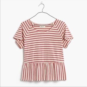 Madewell Peplum Red Striped Tee